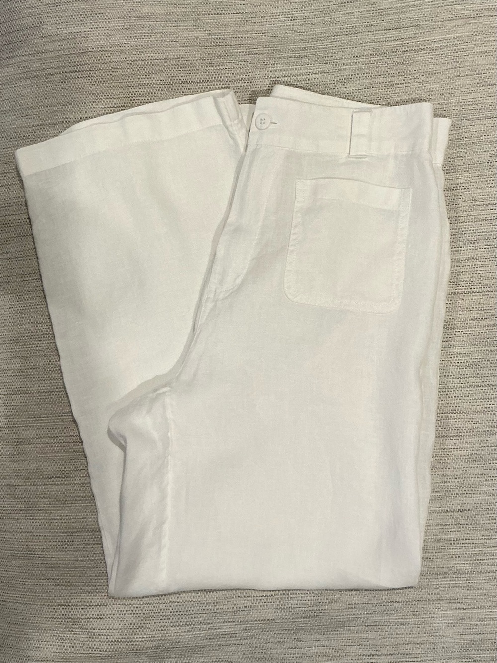 White Wide-Leg Women's Linen Pants